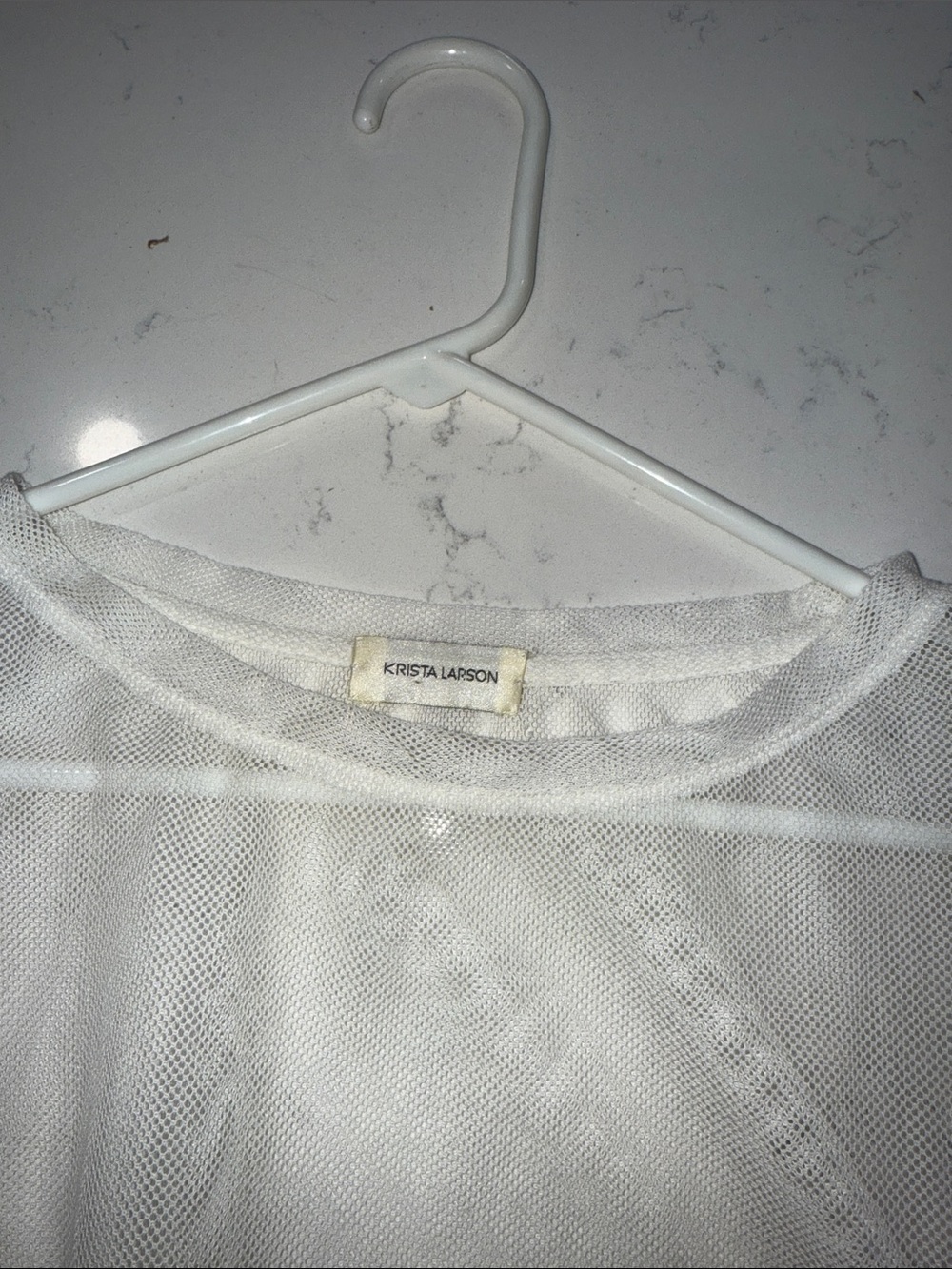 KRISTA LARSON Lightweight White Long-Sleeve Mesh Top - Picture 3 of 8